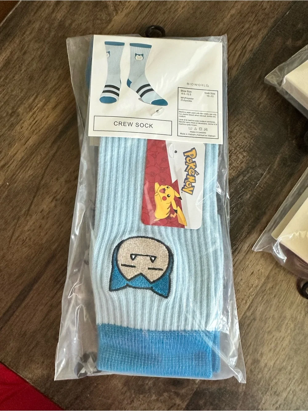 NWT Bioworld Pokemon Light Blue Crew Socks - Sock Size 10-13